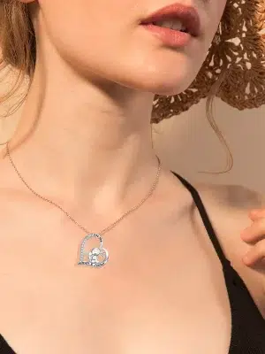 Rhinestones Bunny Heartfelt Charm Necklace