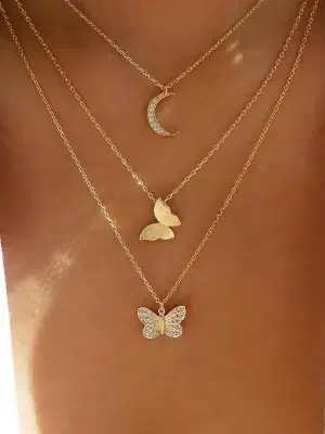Rhinestone Three-layer Necklace With free Gift Box