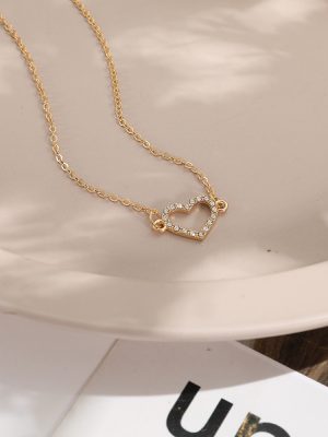 Regal Flutter European Rhinestone heart shape Necklace