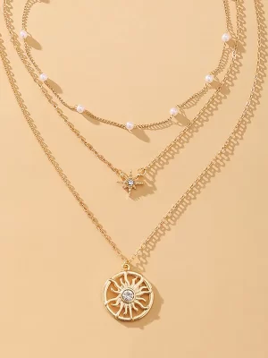 Sunburst Pearl Multilayer Necklace