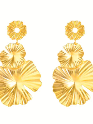 Flower Design 14K Gold and Silver Plated Alloy Drop Earrings