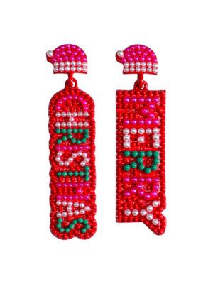 Christmas Pearl Inlay Gold Plated Drop Earrings