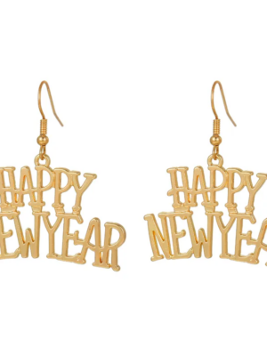 New Year Letter Gold & Silver Plating Drop Earrings