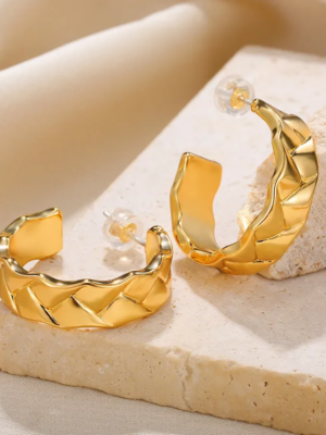 Retro Style 18K Gold Plated Stainless Steel Earrings