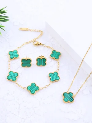 Green Clover Set - 18K Gold Plated