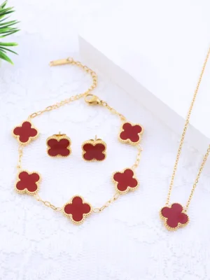 Red Clover Set - 18K Gold Plated