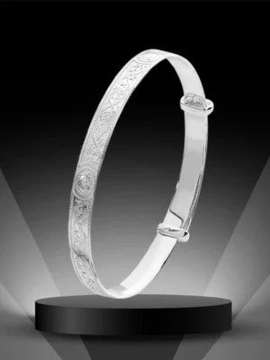 Kids Celtic Christening Baby Bangle - Sterling Silver Baby Bracelet, Personalised Celtic Jewellery, Custom Children’s Gift